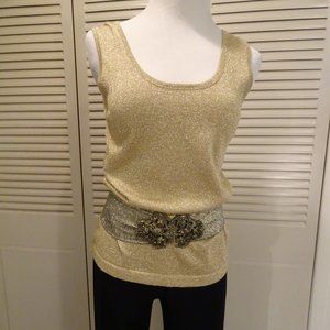 vtg Gold Metalic Knit camisole sweater top S